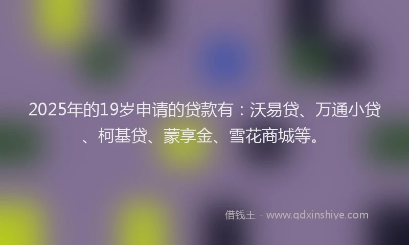 2025年的19岁申请的贷款有：沃易贷、万通小贷、柯基贷、蒙享金、雪花商城等。