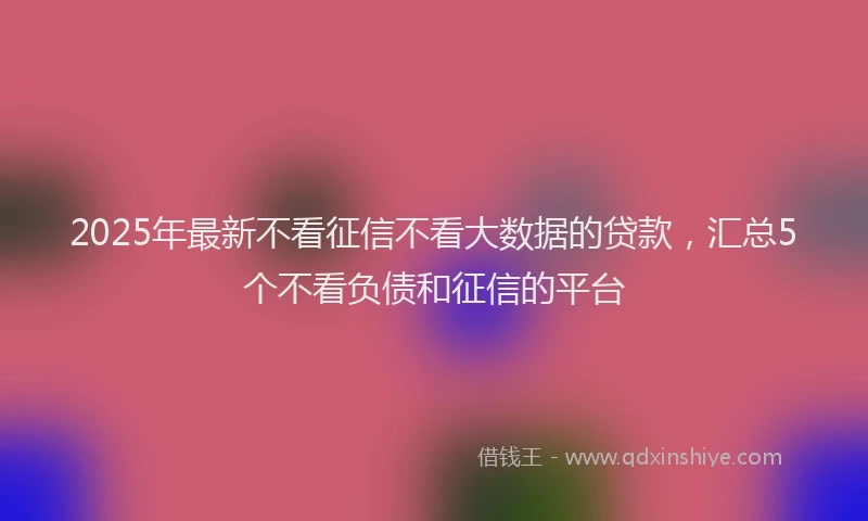 2025年最新不看征信不看大数据的贷款，汇总5个不看负债和征信的平台