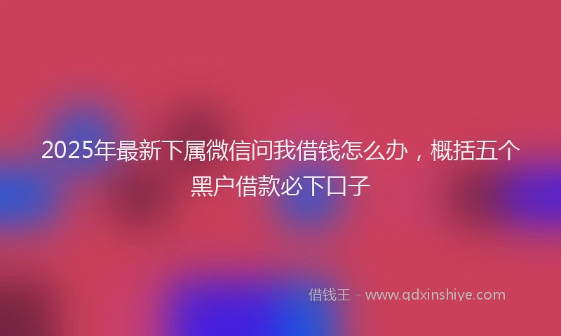 2025年最新下属微信问我借钱怎么办，概括五个黑户借款必下口子