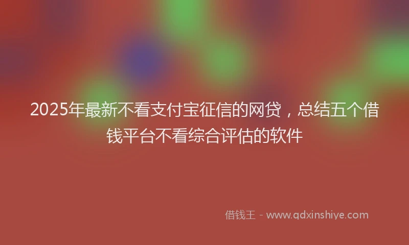 2025年最新不看支付宝征信的网贷，总结五个借钱平台不看综合评估的软件