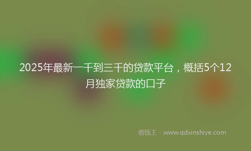 2025年最新一千到三千的贷款平台，概括5个12月独家贷款的口子