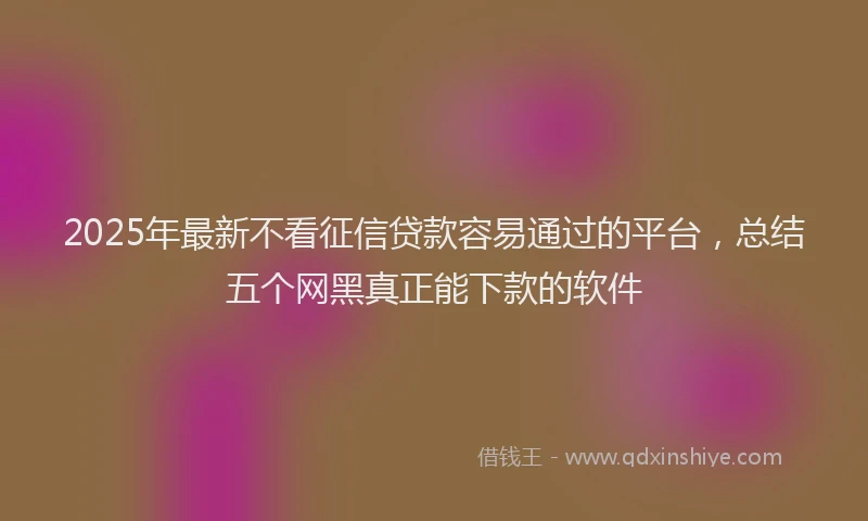 2025年最新不看征信贷款容易通过的平台，总结五个网黑真正能下款的软件
