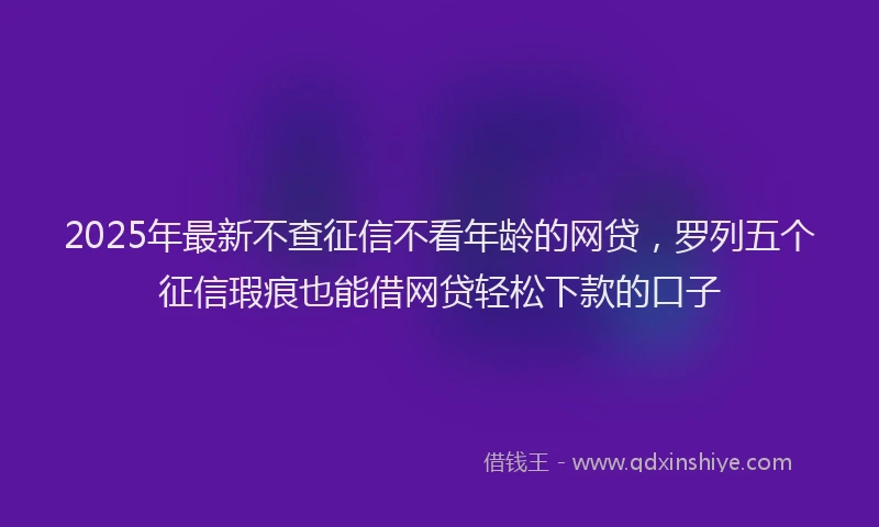 2025年最新不查征信不看年龄的网贷，罗列五个征信瑕疵也能借网贷轻松下款的口子