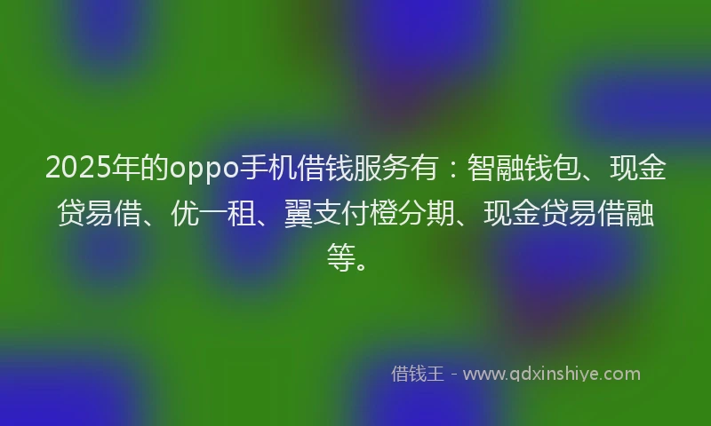 2025年的oppo手机借钱服务有：智融钱包、现金贷易借、优一租、翼支付橙分期、现金贷易借融等。