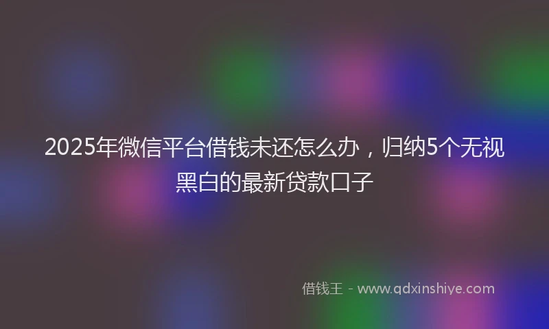 2025年微信平台借钱未还怎么办，归纳5个无视黑白的最新贷款口子