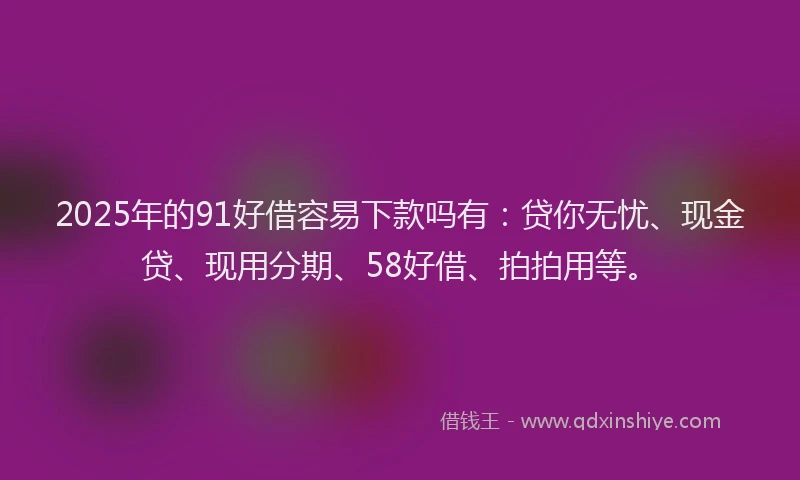 2025年的91好借容易下款吗有：贷你无忧、现金贷、现用分期、58好借、拍拍用等。