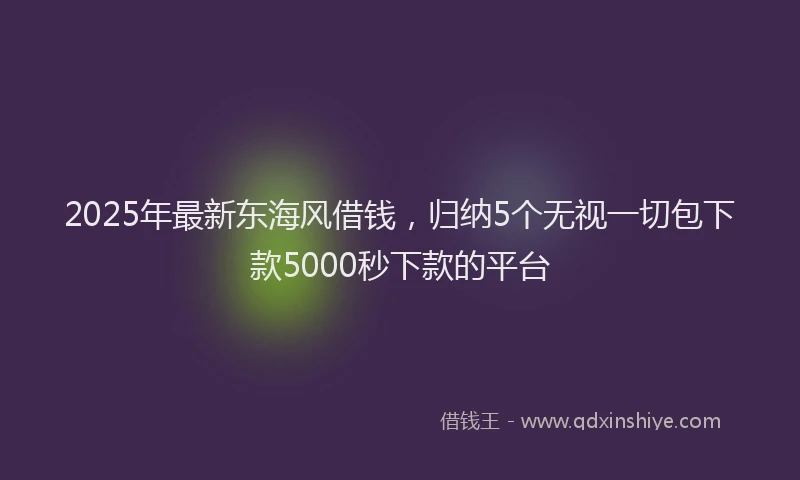 2025年最新东海风借钱，归纳5个无视一切包下款5000秒下款的平台