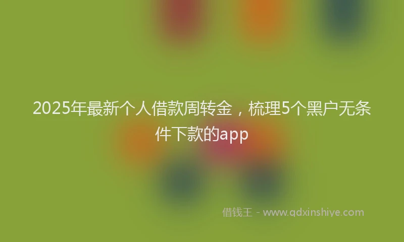 2025年最新个人借款周转金，梳理5个黑户无条件下款的app