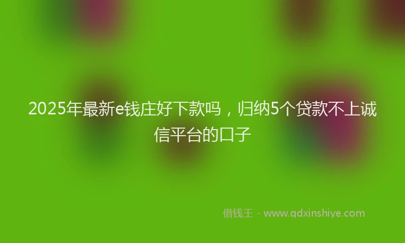 2025年最新e钱庄好下款吗，归纳5个贷款不上诚信平台的口子