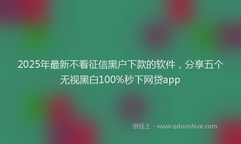 2025年最新不看征信黑户下款的软件，分享五个无视黑白100%秒下网贷app
