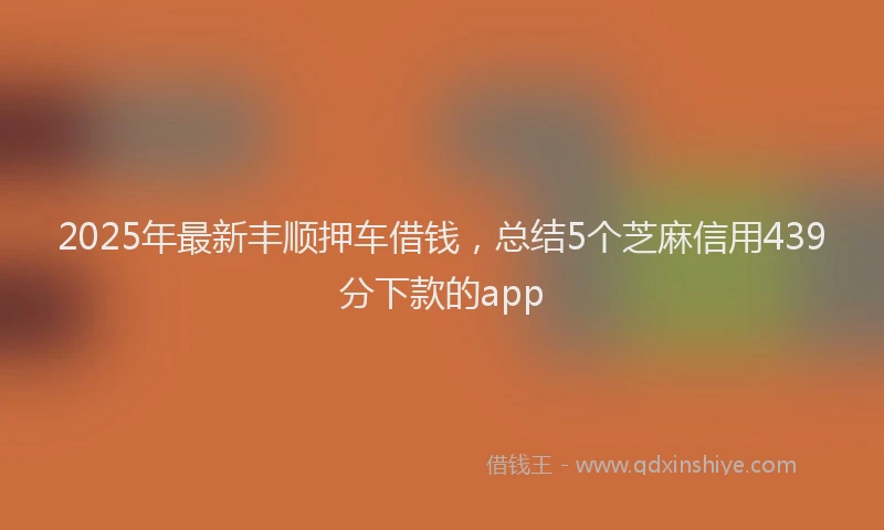 2025年最新丰顺押车借钱，总结5个芝麻信用439分下款的app