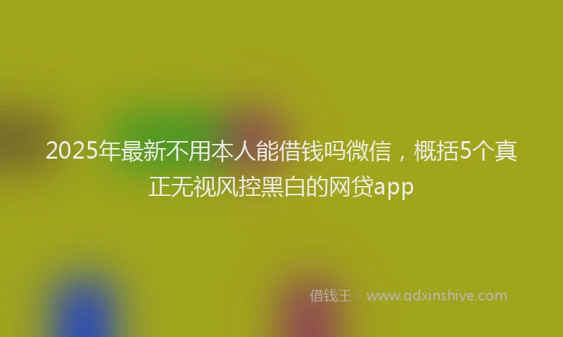 2025年最新不用本人能借钱吗微信，概括5个真正无视风控黑白的网贷app