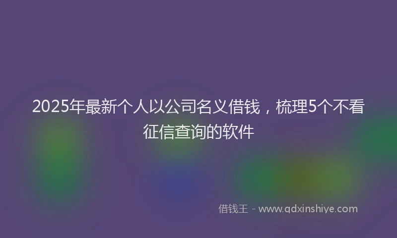 2025年最新个人以公司名义借钱，梳理5个不看征信查询的软件