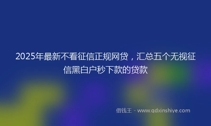 2025年最新不看征信正规网贷，汇总五个无视征信黑白户秒下款的贷款