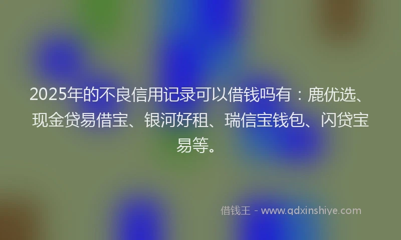 2025年的不良信用记录可以借钱吗有：鹿优选、现金贷易借宝、银河好租、瑞信宝钱包、闪贷宝易等。