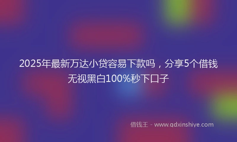 2025年最新万达小贷容易下款吗，分享5个借钱无视黑白100%秒下口子