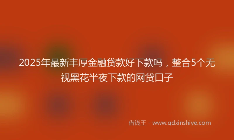 2025年最新丰厚金融贷款好下款吗，整合5个无视黑花半夜下款的网贷口子