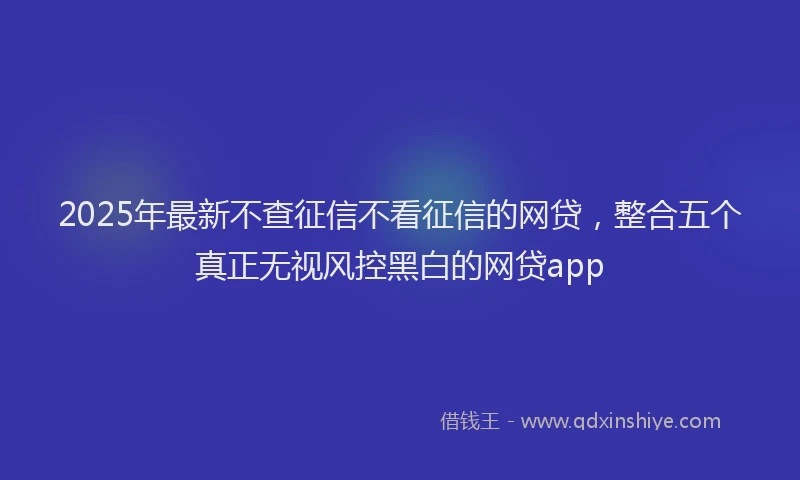 2025年最新不查征信不看征信的网贷，整合五个真正无视风控黑白的网贷app