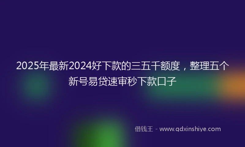 2025年最新2024好下款的三五千额度，整理五个新号易贷速审秒下款口子