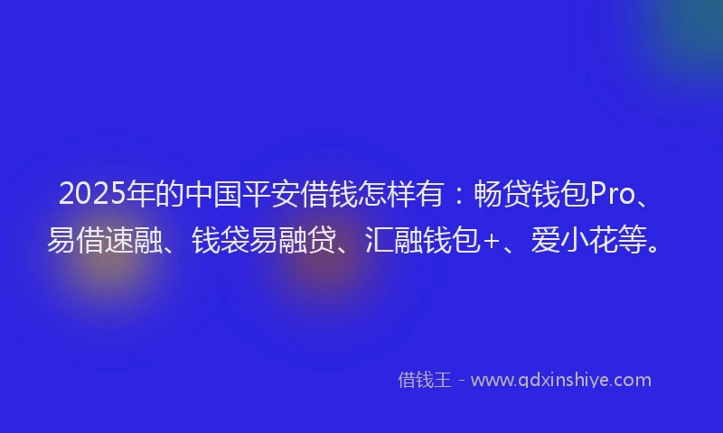 2025年的中国平安借钱怎样有：畅贷钱包Pro、易借速融、钱袋易融贷、汇融钱包+、爱小花等。