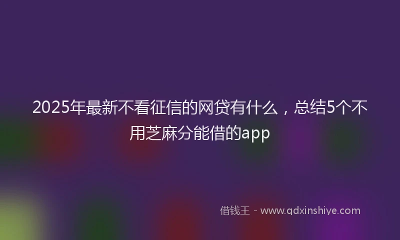 2025年最新不看征信的网贷有什么，总结5个不用芝麻分能借的app
