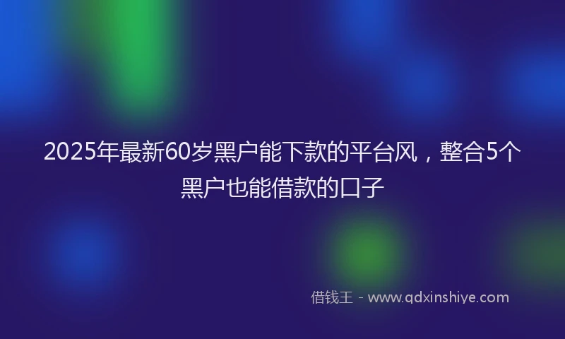 2025年最新60岁黑户能下款的平台风，整合5个黑户也能借款的口子