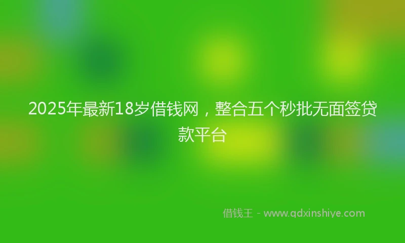 2025年最新18岁借钱网，整合五个秒批无面签贷款平台