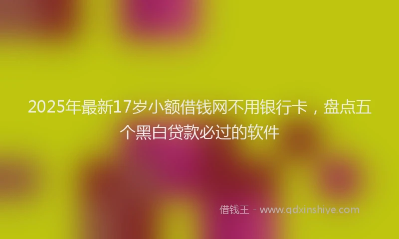 2025年最新17岁小额借钱网不用银行卡，盘点五个黑白贷款必过的软件