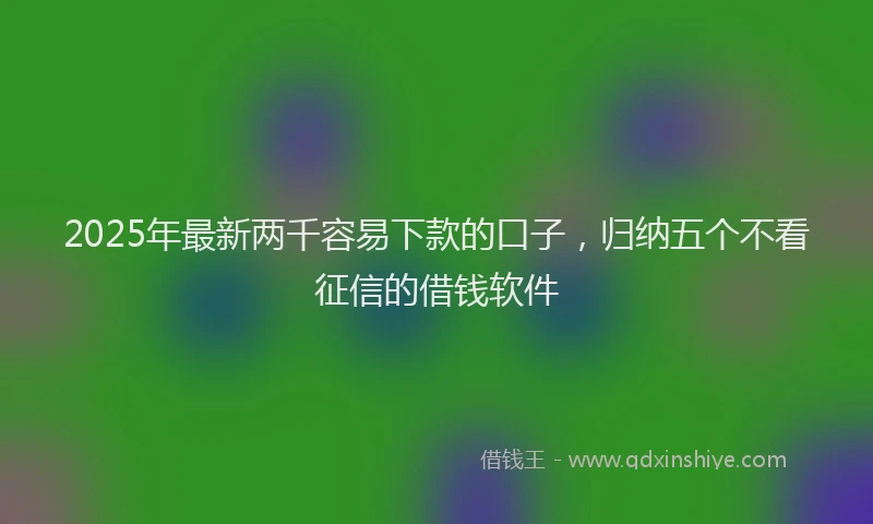 2025年最新两千容易下款的口子，归纳五个不看征信的借钱软件