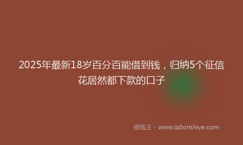 2025年最新18岁百分百能借到钱，归纳5个征信花居然都下款的口子