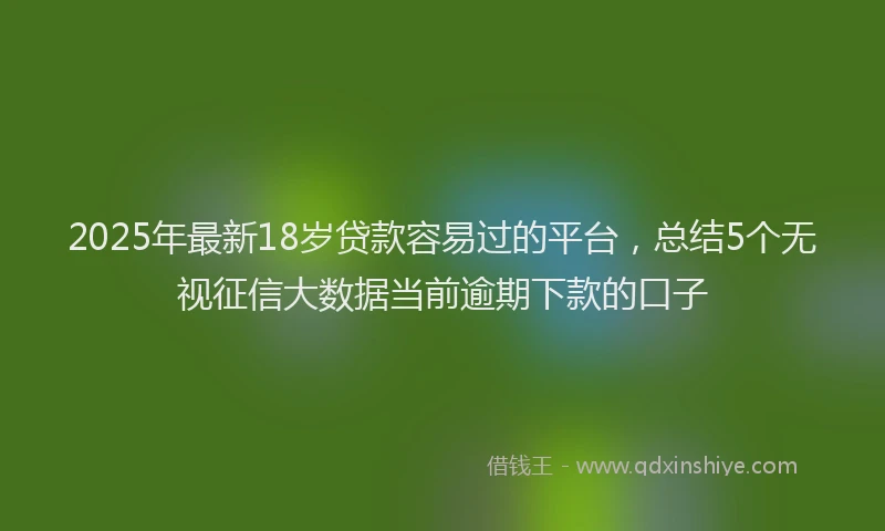 2025年最新18岁贷款容易过的平台，总结5个无视征信大数据当前逾期下款的口子