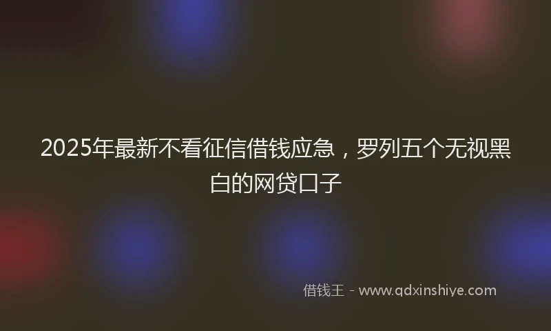 2025年最新不看征信借钱应急，罗列五个无视黑白的网贷口子