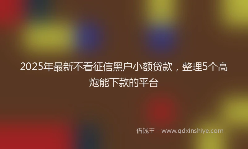2025年最新不看征信黑户小额贷款，整理5个高炮能下款的平台