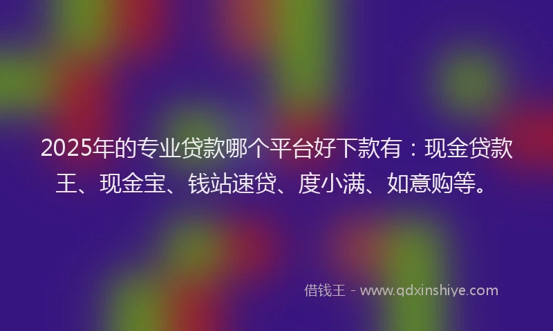 2025年的专业贷款哪个平台好下款有：现金贷款王、现金宝、钱站速贷、度小满、如意购等。