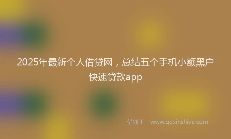 2025年最新个人借贷网，总结五个手机小额黑户快速贷款app