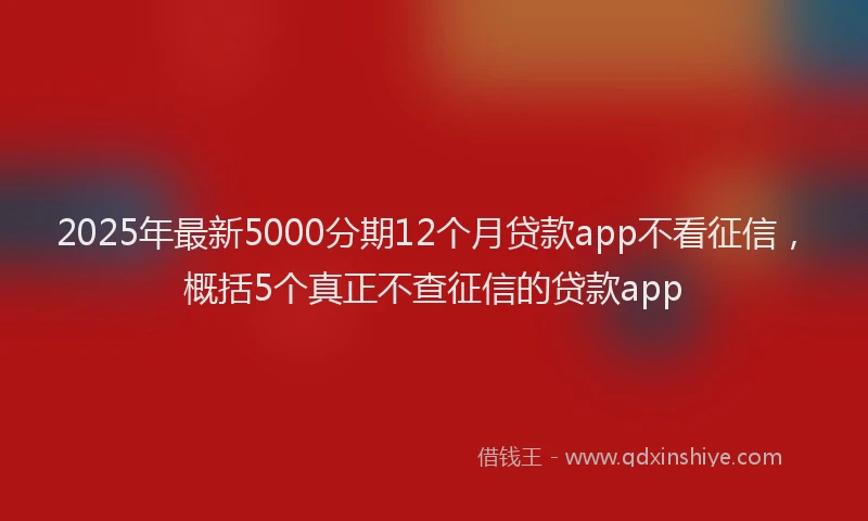 2025年最新5000分期12个月贷款app不看征信，概括5个真正不查征信的贷款app