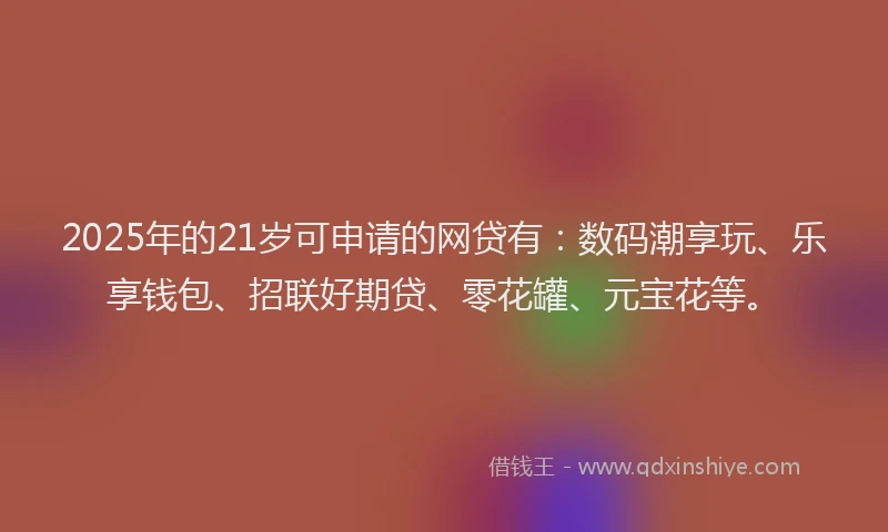 2025年的21岁可申请的网贷有：数码潮享玩、乐享钱包、招联好期贷、零花罐、元宝花等。