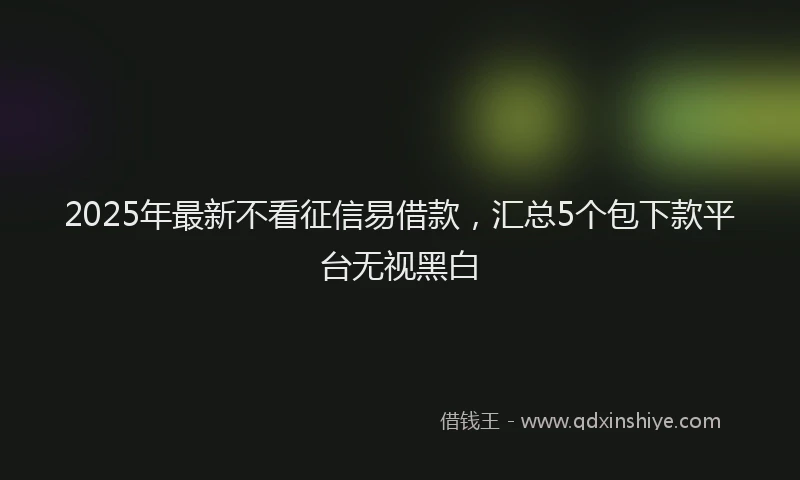 2025年最新不看征信易借款，汇总5个包下款平台无视黑白