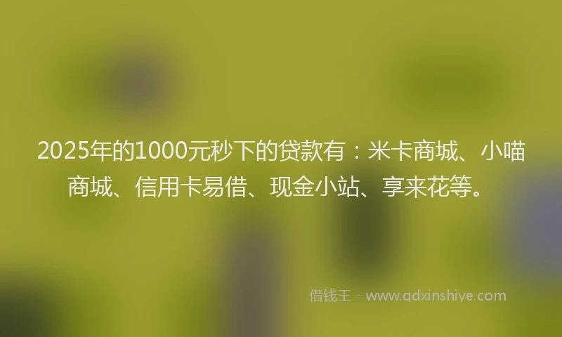 2025年的1000元秒下的贷款有：米卡商城、小喵商城、信用卡易借、现金小站、享来花等。