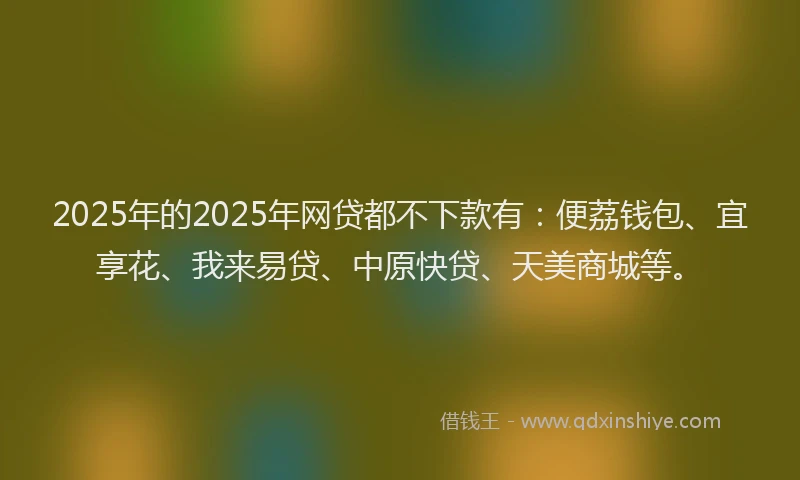 2025年的2025年网贷都不下款有：便荔钱包、宜享花、我来易贷、中原快贷、天美商城等。