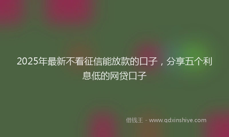 2025年最新不看征信能放款的口子，分享五个利息低的网贷口子