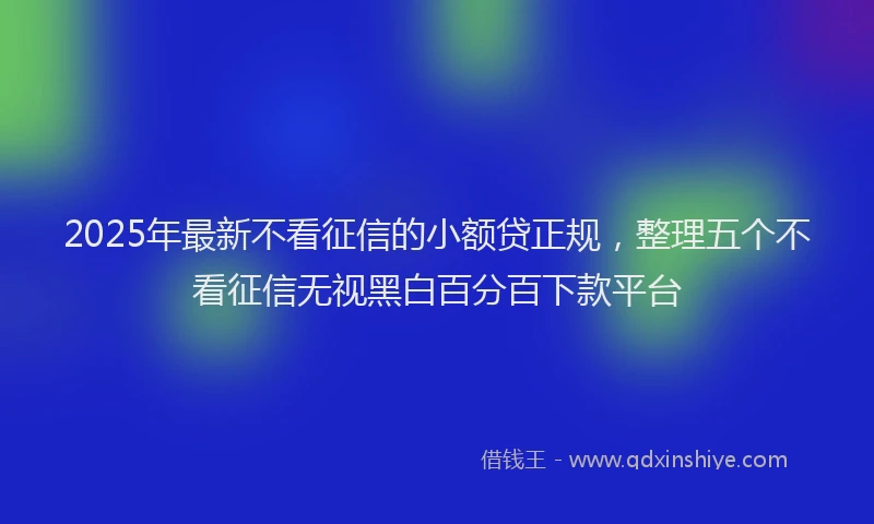2025年最新不看征信的小额贷正规，整理五个不看征信无视黑白百分百下款平台