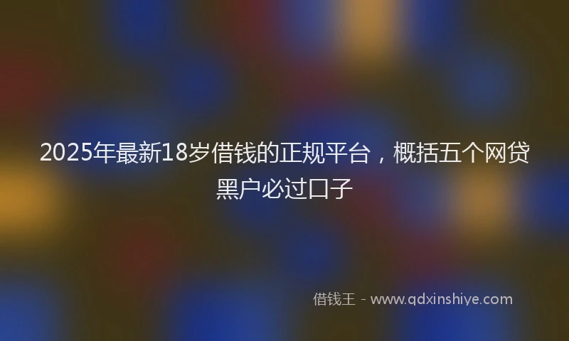 2025年最新18岁借钱的正规平台，概括五个网贷黑户必过口子