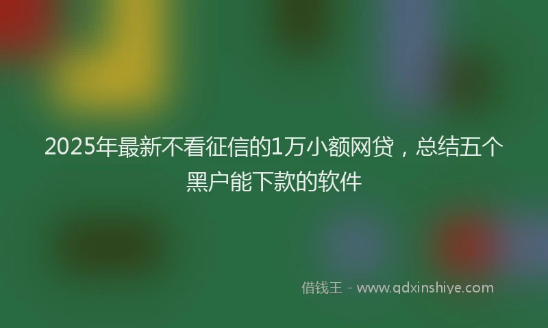 2025年最新不看征信的1万小额网贷，总结五个黑户能下款的软件