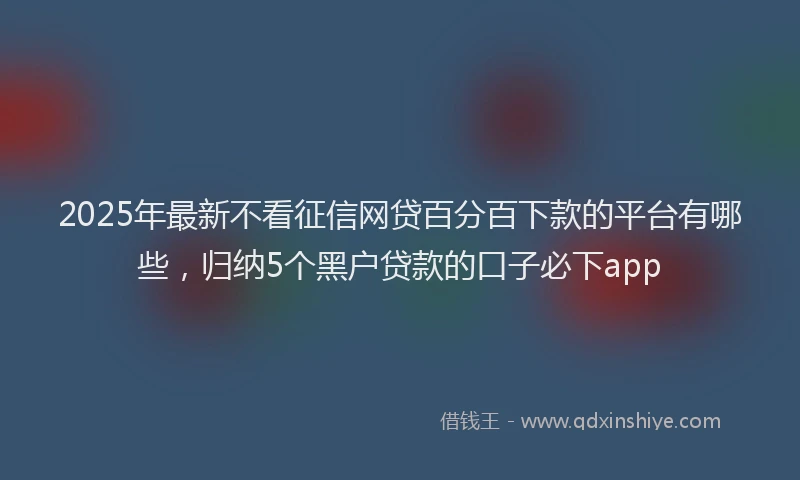 2025年最新不看征信网贷百分百下款的平台有哪些，归纳5个黑户贷款的口子必下app