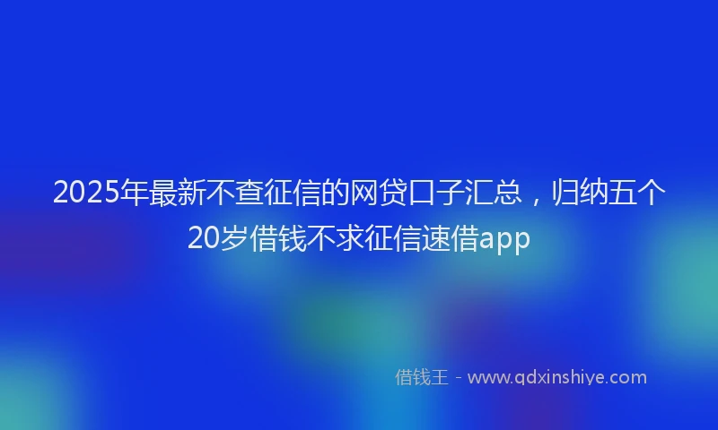 2025年最新不查征信的网贷口子汇总，归纳五个20岁借钱不求征信速借app