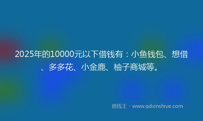 2025年的10000元以下借钱有：小鱼钱包、想借、多多花、小金鹿、柚子商城等。