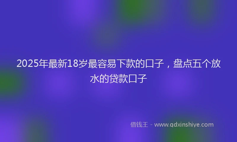 2025年最新18岁最容易下款的口子，盘点五个放水的贷款口子
