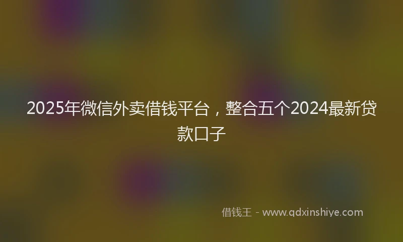 2025年微信外卖借钱平台，整合五个2024最新贷款口子