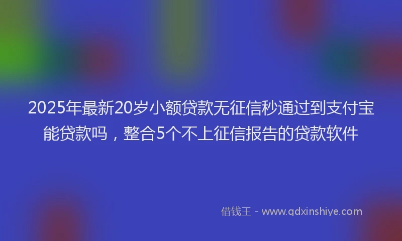 2025年最新20岁小额贷款无征信秒通过到支付宝能贷款吗，整合5个不上征信报告的贷款软件